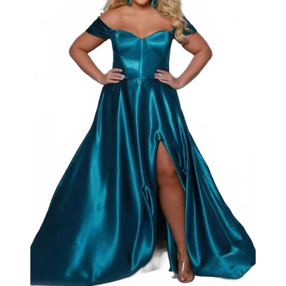 NEW SYDNEY'S CLOSET a line long corset dress (plus size) in teal -  cruiseboatoman.com